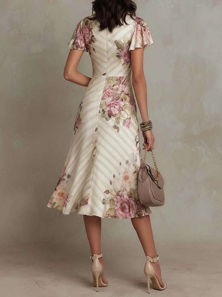 Vivienne | Floral Satin Midi Dress
