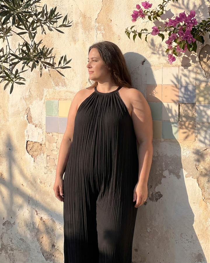 Clara | Pleated Wide Leg Jumpsuit