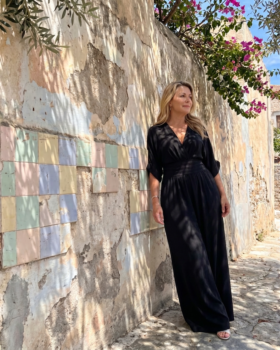 Sabrina | V-Neck Wide Leg Jumpsuit