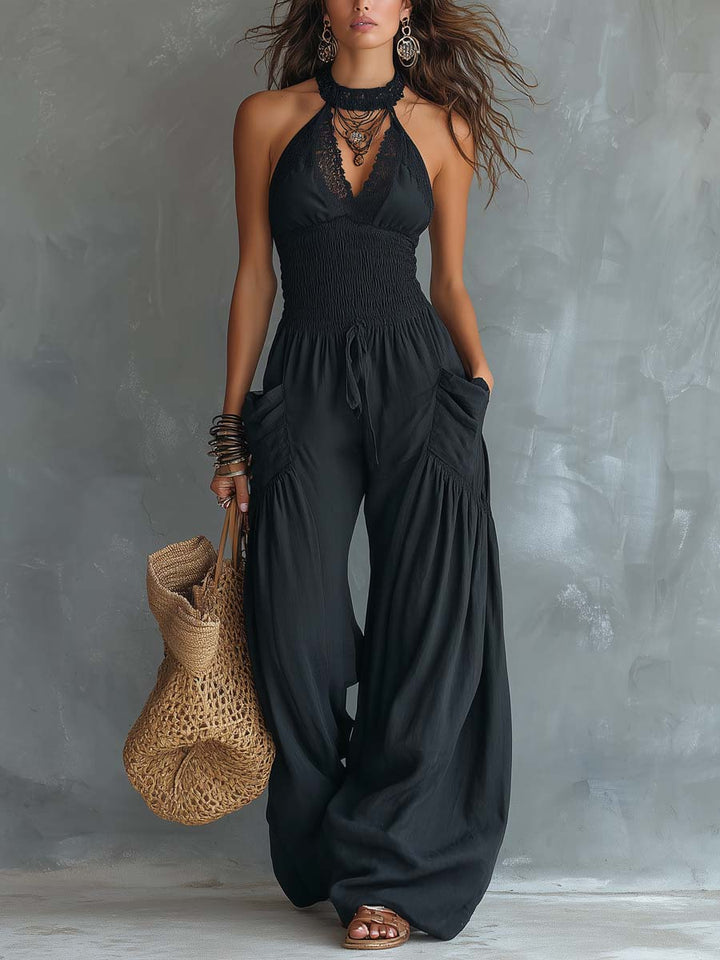 Cassandra | Lace Halter Jumpsuit