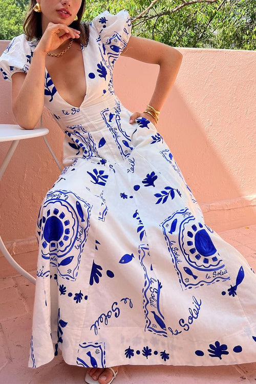 Elara | Puff Sleeve Maxi Dress