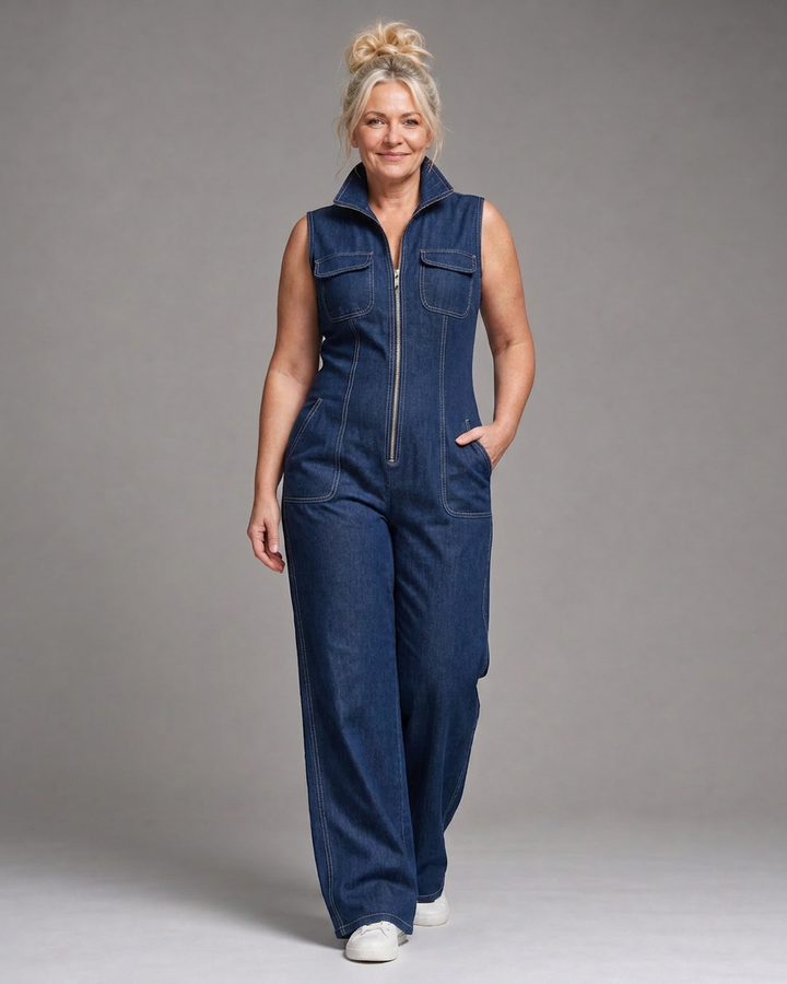 Elara | Sleeveless Denim Jumpsuit