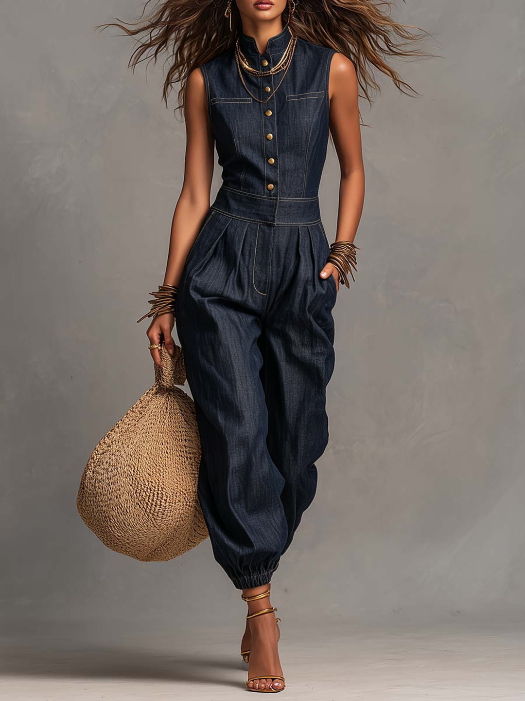 Mireille | Sleeveless Denim Jumpsuit