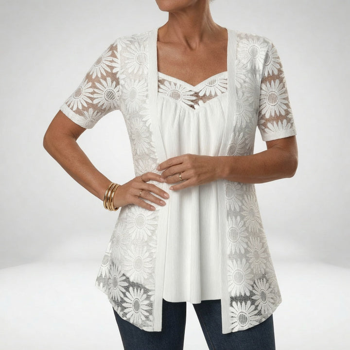 Elara | Lace Short Sleeve Blouse