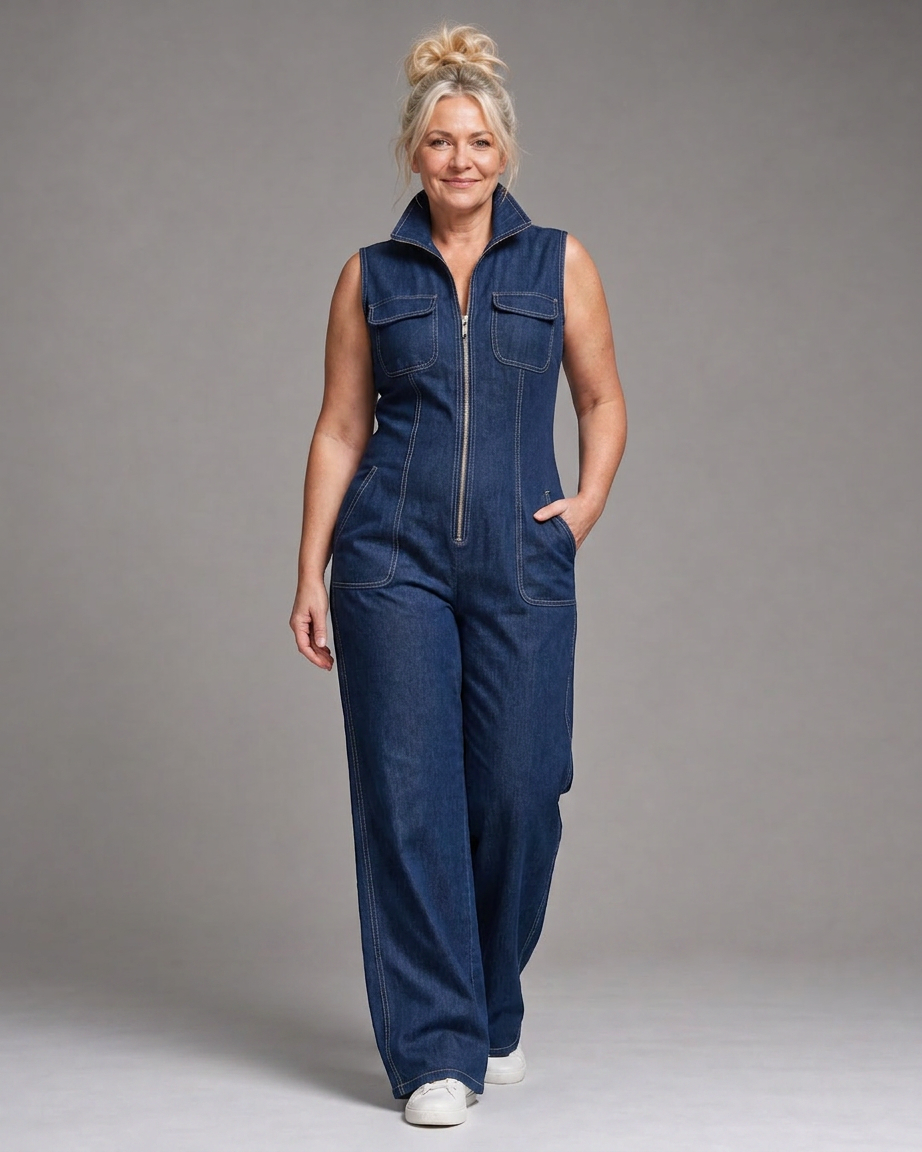 Violet | Sleeveless Denim Jumpsuit