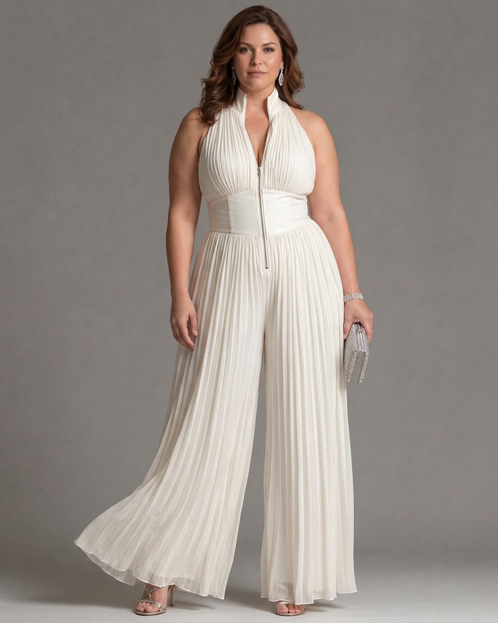 Althea | Pleated Wide Leg Jumpsuit