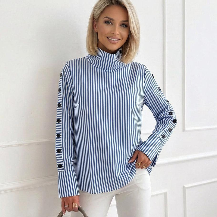 Amara | Striped High Neck Top
