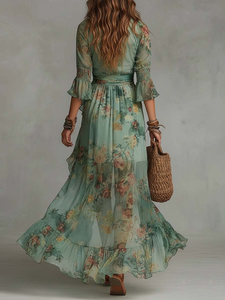 Cassandra | Boho Floral Maxi Dress