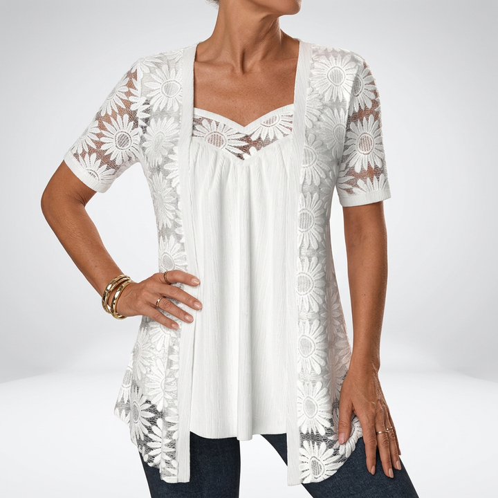 Elara | Lace Short Sleeve Blouse