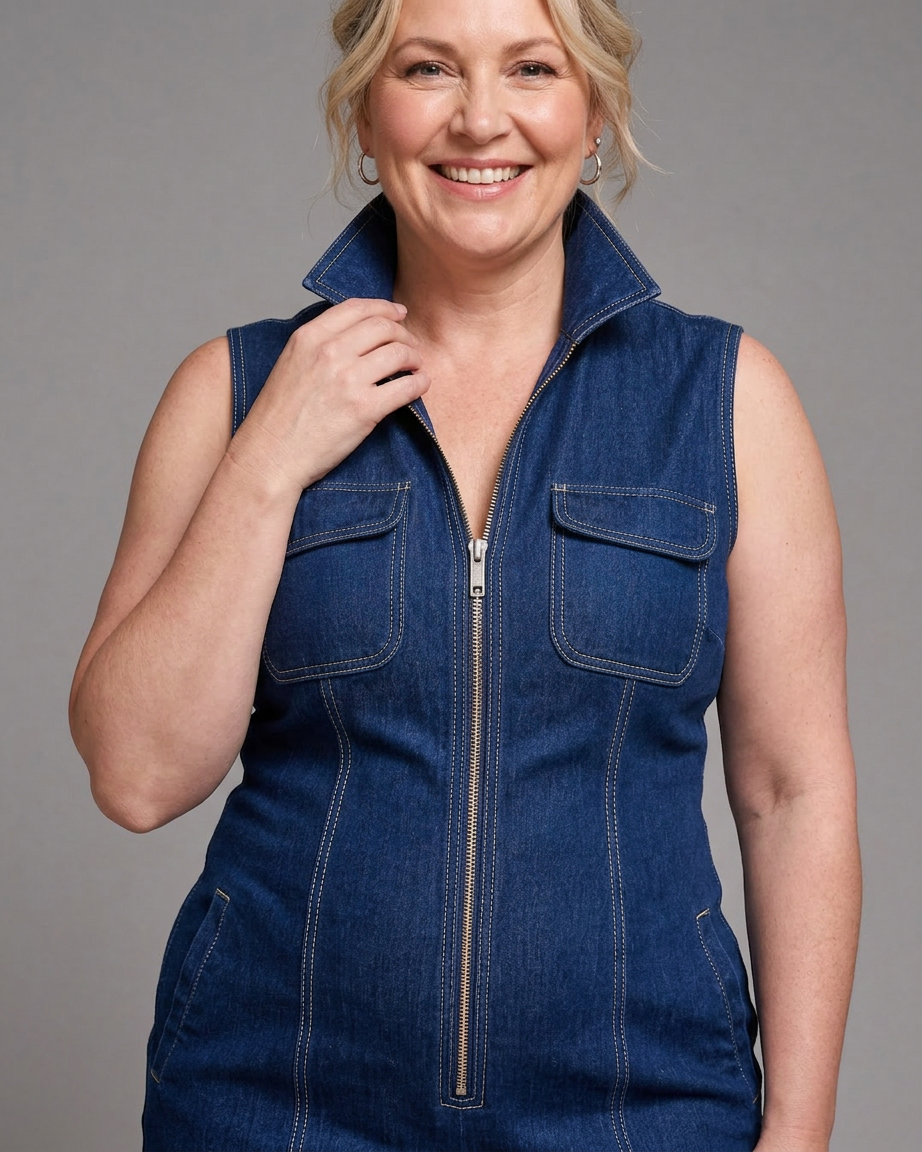 Violet | Sleeveless Denim Jumpsuit
