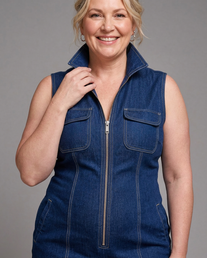 Violet | Sleeveless Denim Jumpsuit
