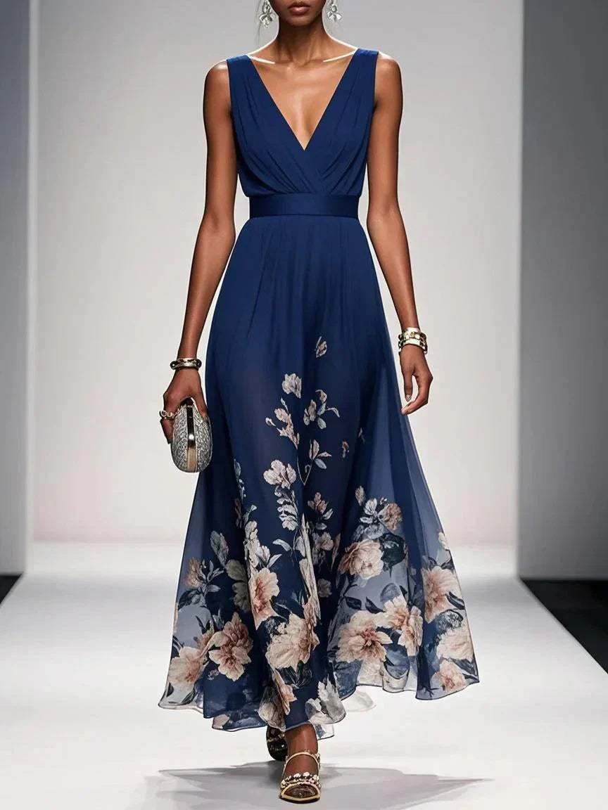 Elena | Floral Chiffon Maxi Dress