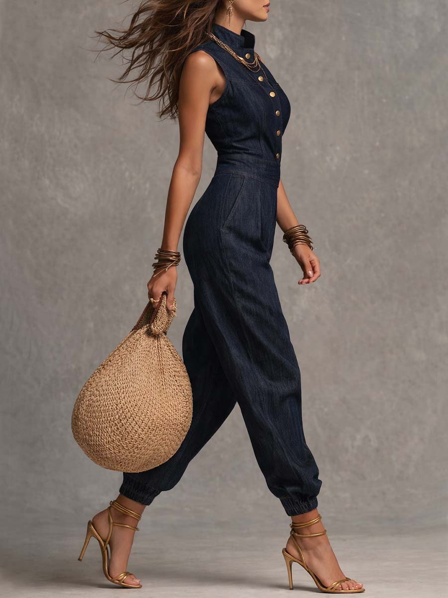 Mireille | Sleeveless Denim Jumpsuit