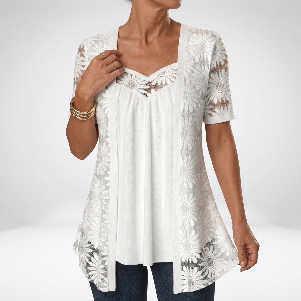 Elara | Lace Short Sleeve Blouse