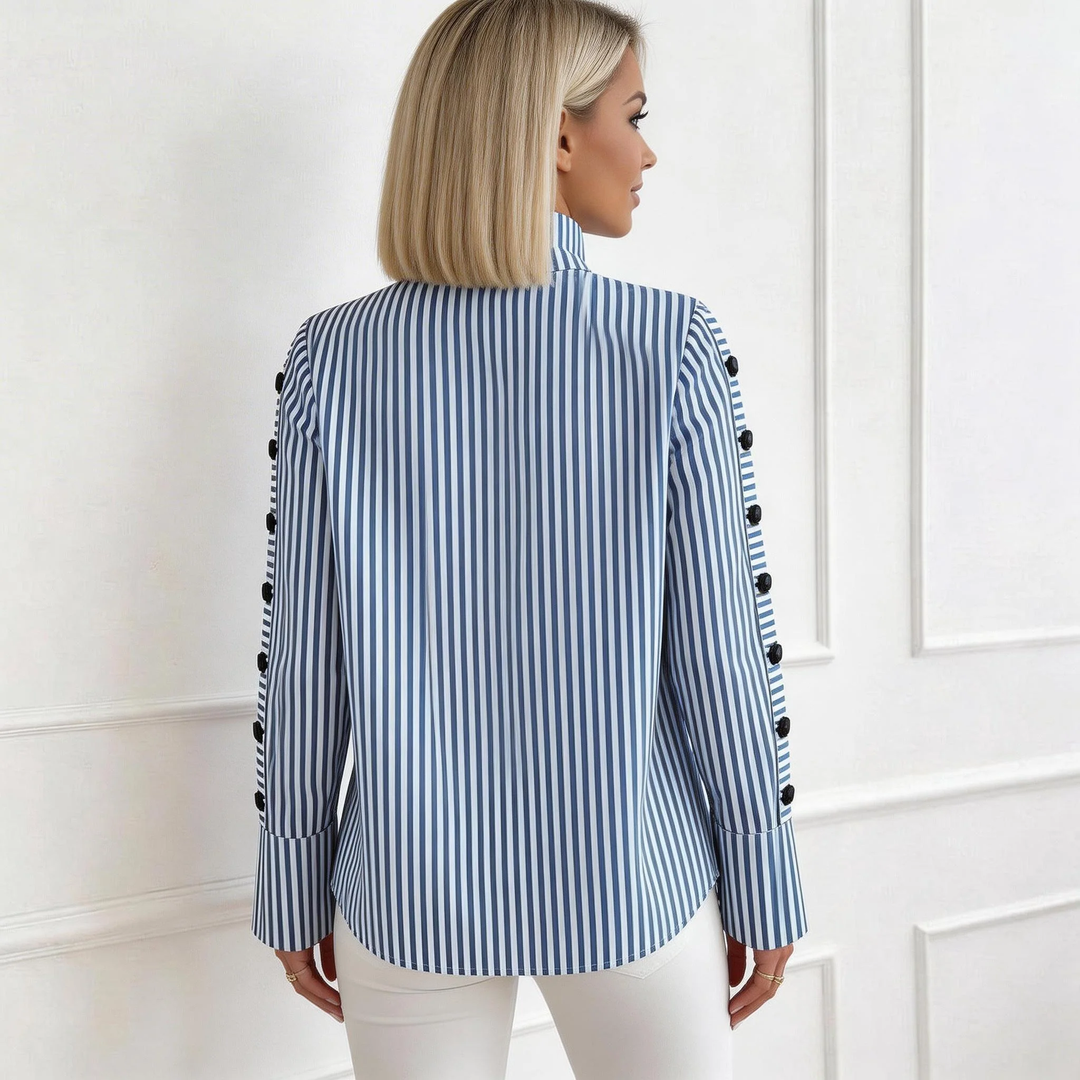 Amara | Striped High Neck Top