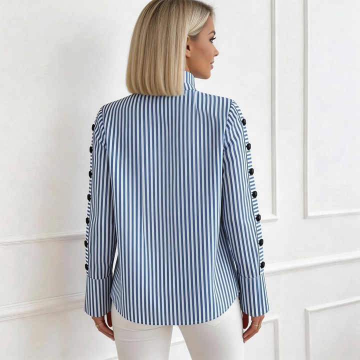 Amara | Striped High Neck Top