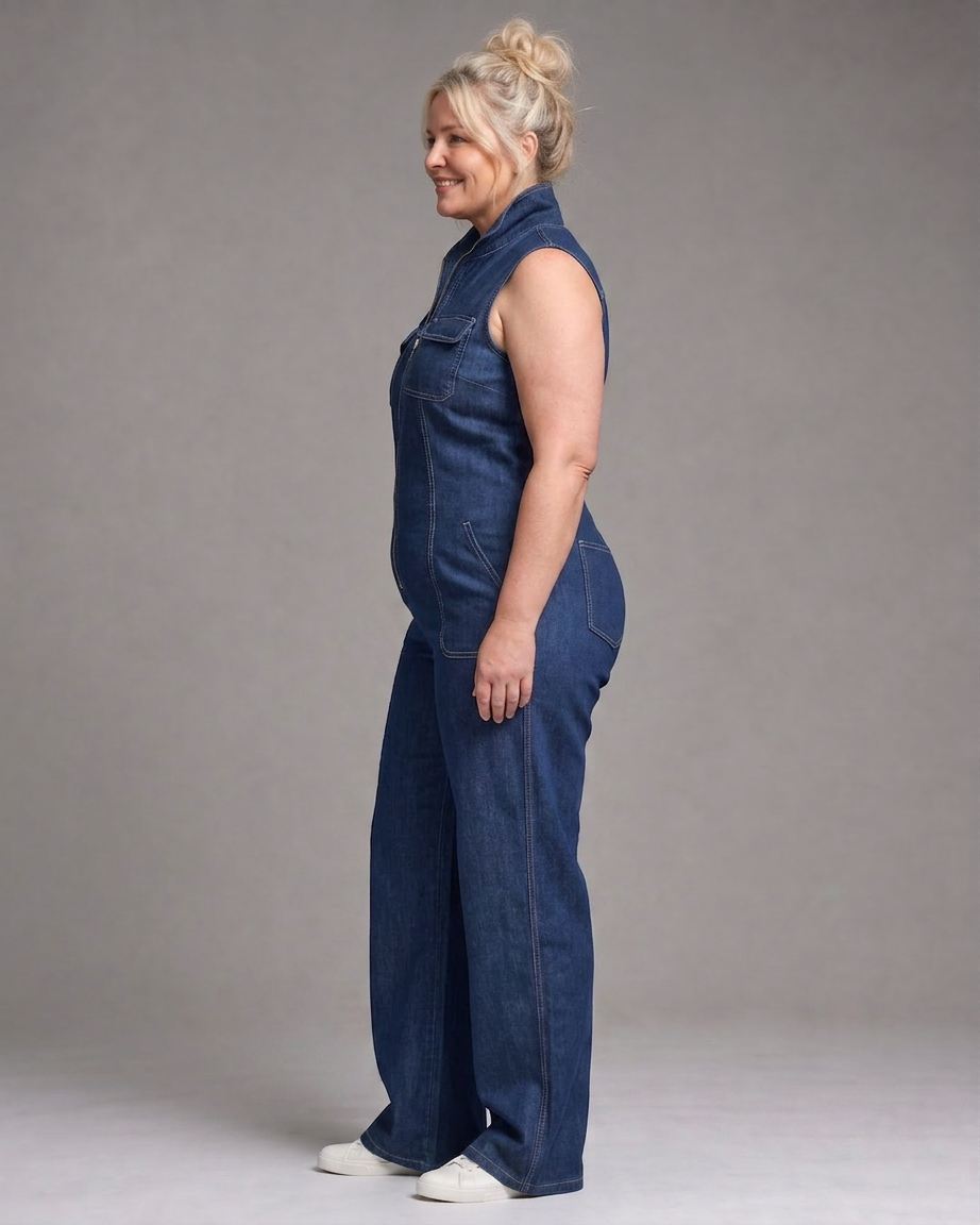 Violet | Sleeveless Denim Jumpsuit