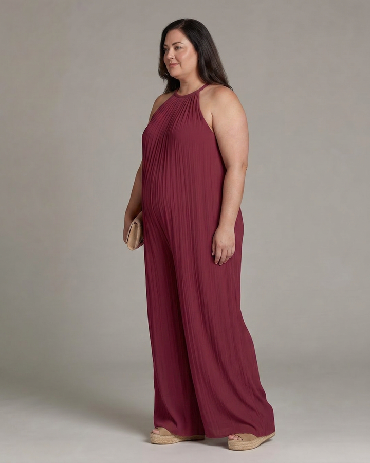 Clara | Pleated Wide Leg Jumpsuit
