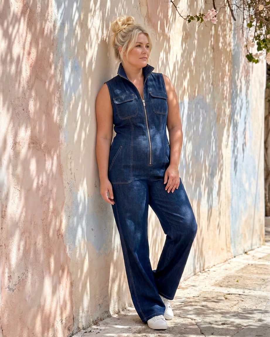 Violet | Sleeveless Denim Jumpsuit