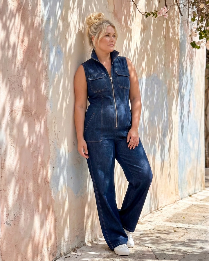 Elara | Sleeveless Denim Jumpsuit