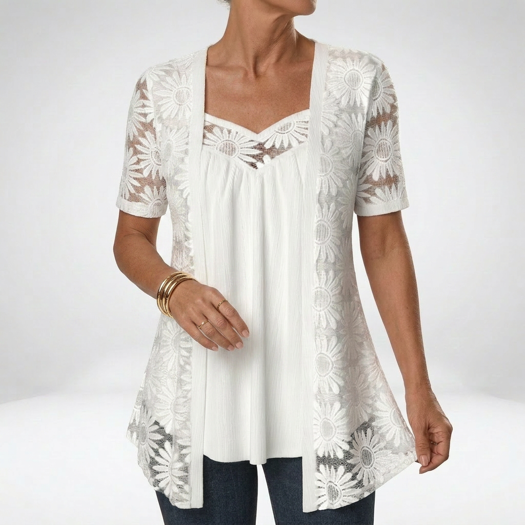 Elara | Lace Short Sleeve Blouse