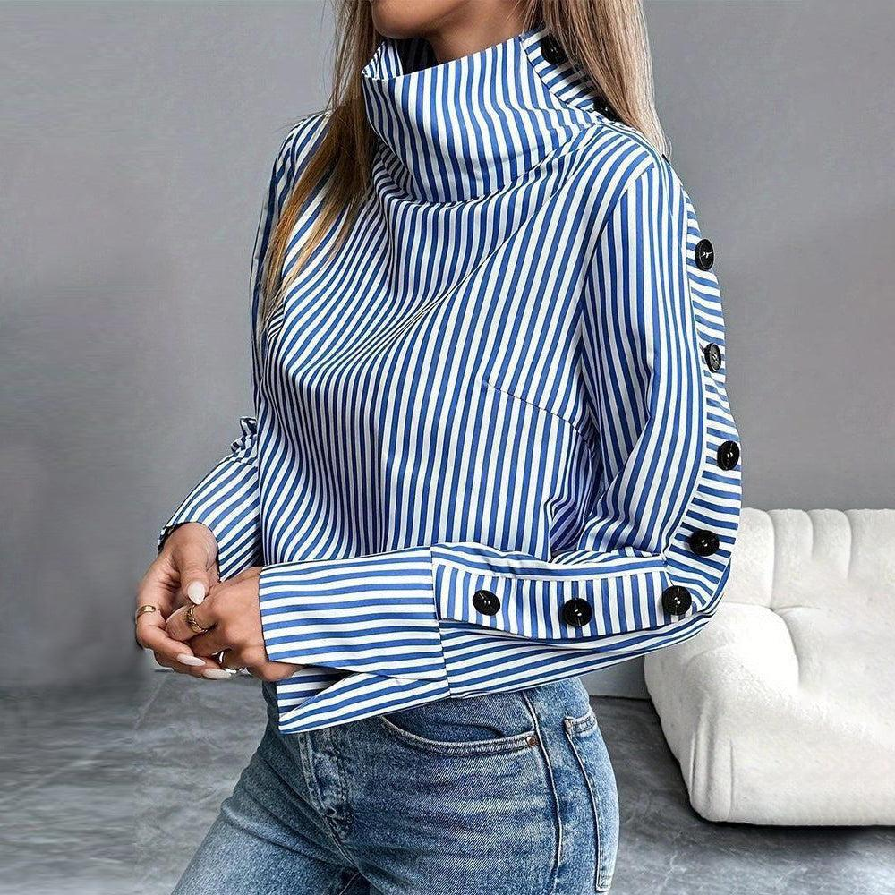 Amara | Striped High Neck Top