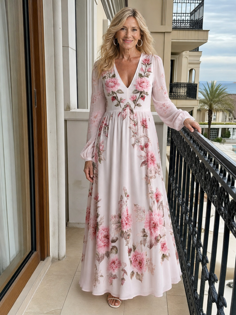 Zara | V-Neck Long Sleeve Dress