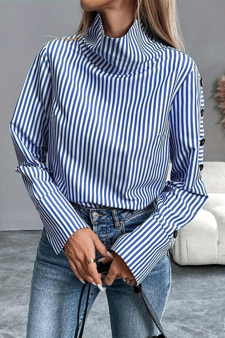 Amara | Striped High Neck Top
