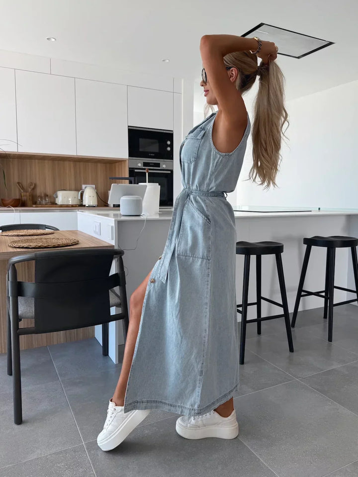 Evelyn | Denim Maxi Dress