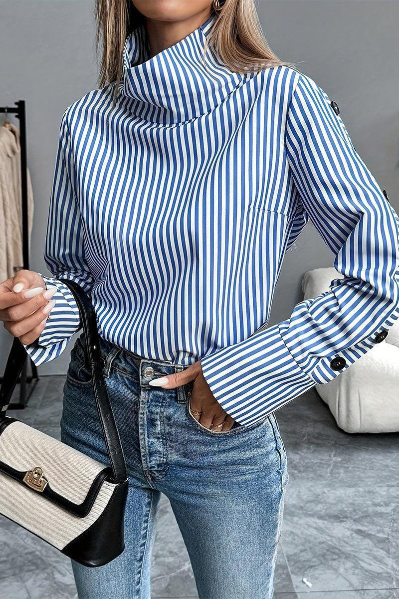 Amara | Striped High Neck Top