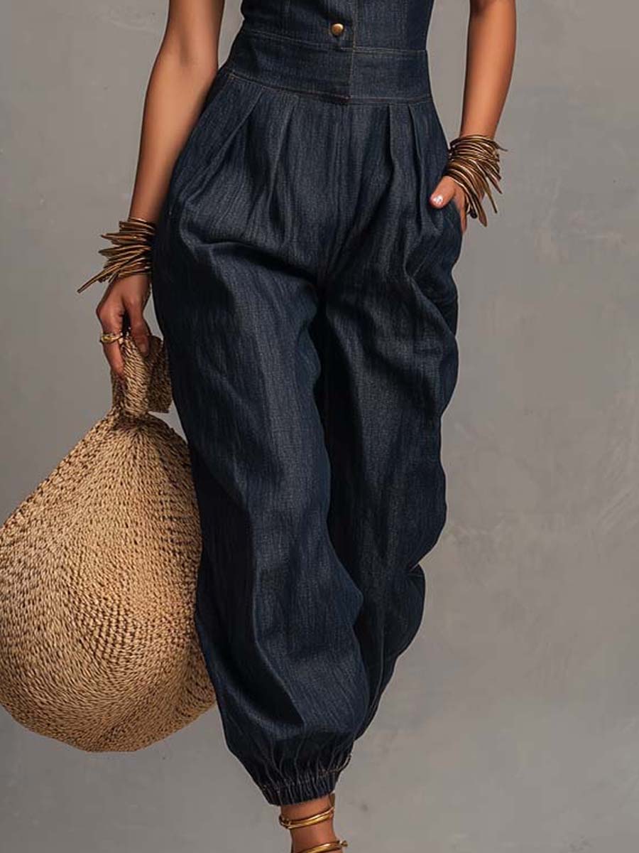 Mireille | Sleeveless Denim Jumpsuit