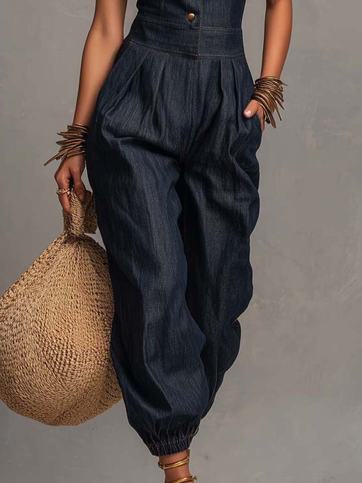 Mireille | Sleeveless Denim Jumpsuit