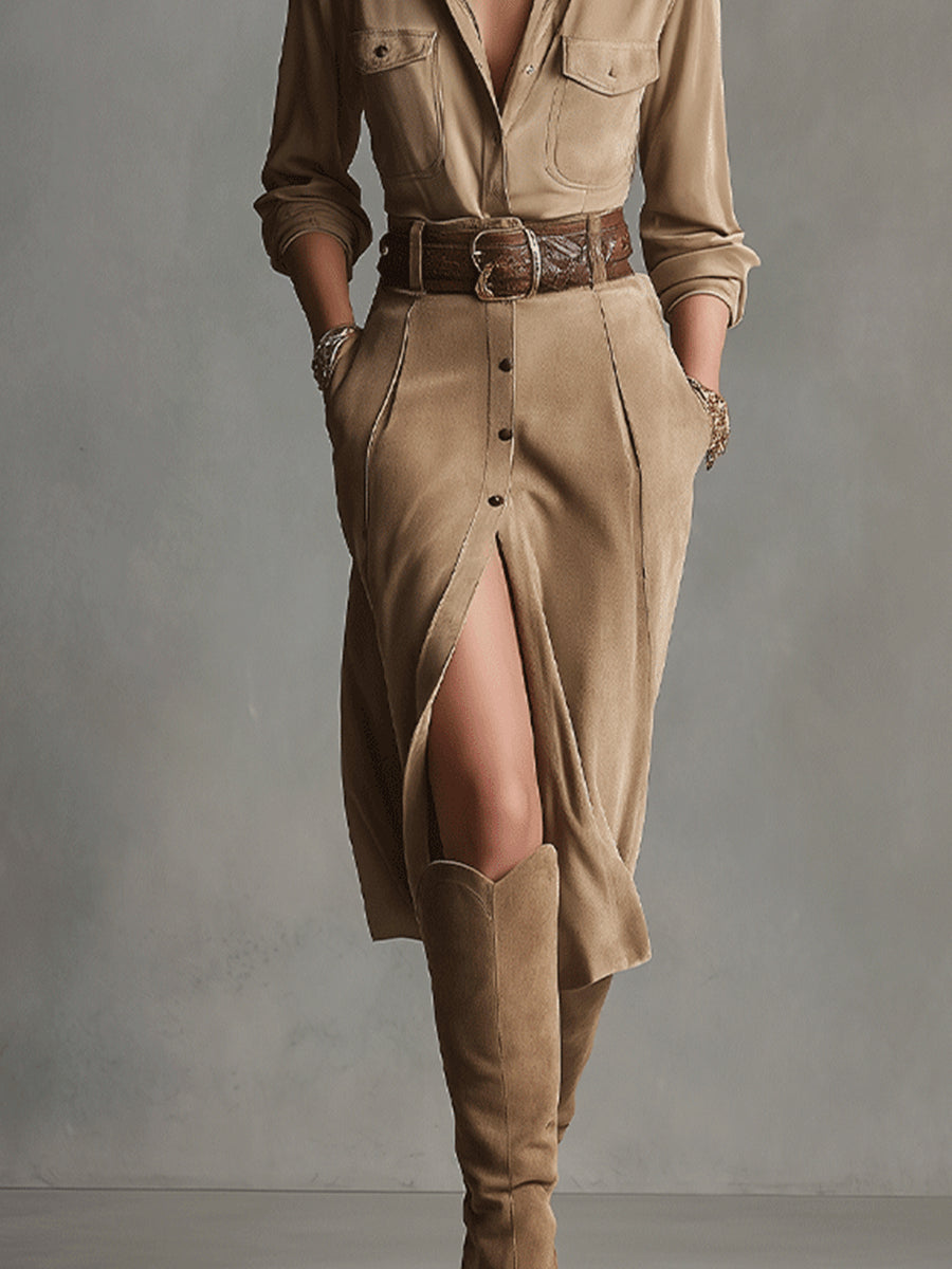 Lila | Suede Midi Dress