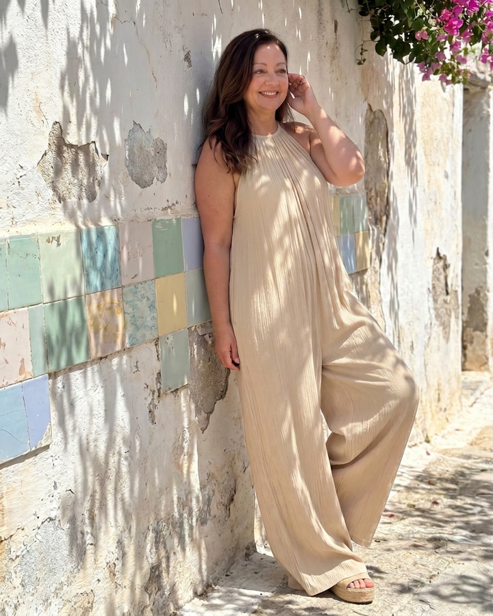Clara | Pleated Wide Leg Jumpsuit