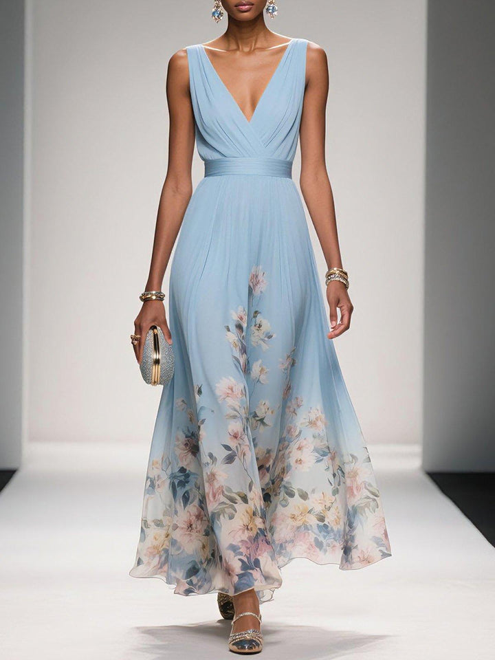 Elena | Floral Chiffon Maxi Dress