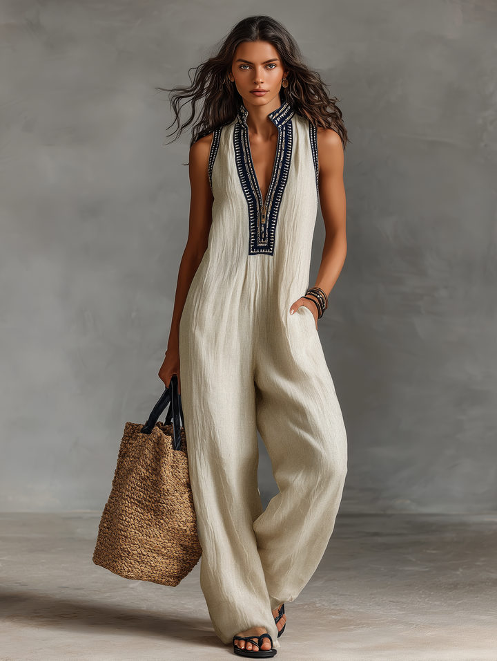 Aria | Linen Sleeveless Jumpsuit
