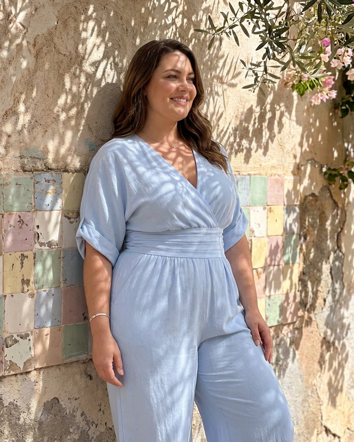 Sabrina | V-Neck Wide Leg Jumpsuit