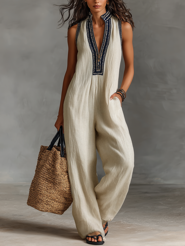 Aria | Linen Sleeveless Jumpsuit