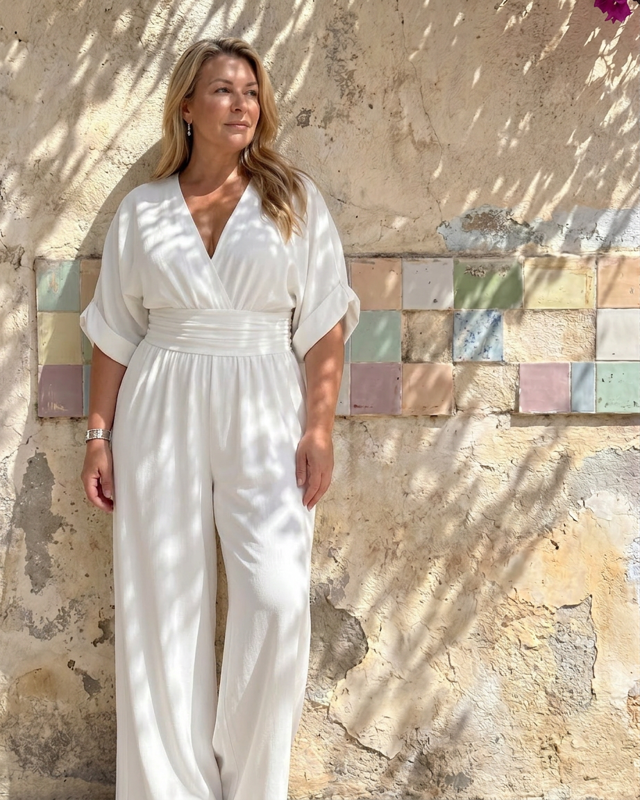Sabrina | V-Neck Wide Leg Jumpsuit