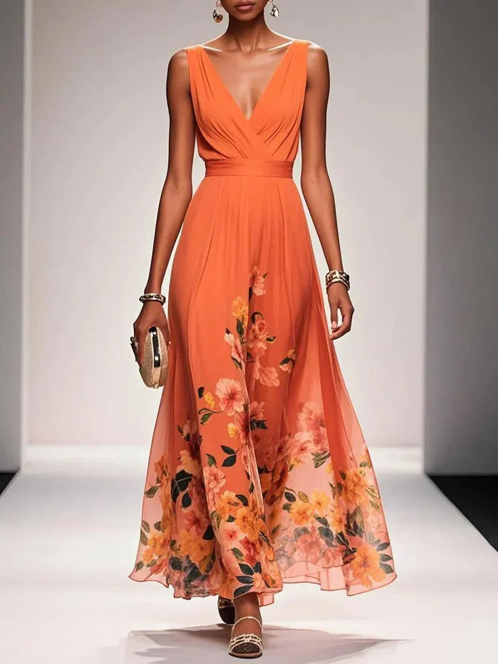 Elena | Floral Chiffon Maxi Dress