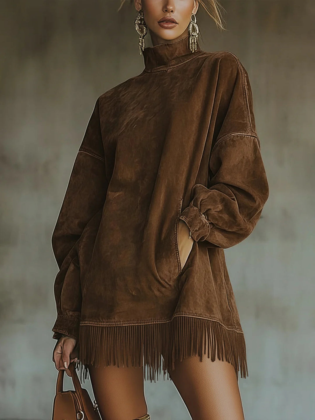 Lila | Suede Turtleneck Dress