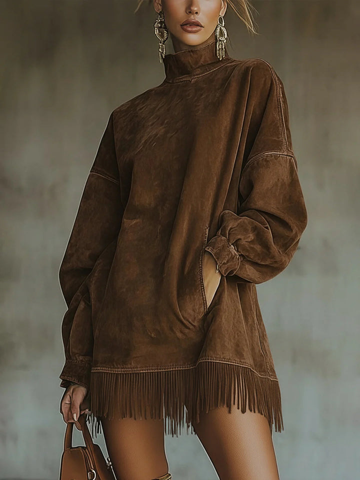 Lila | Suede Turtleneck Dress