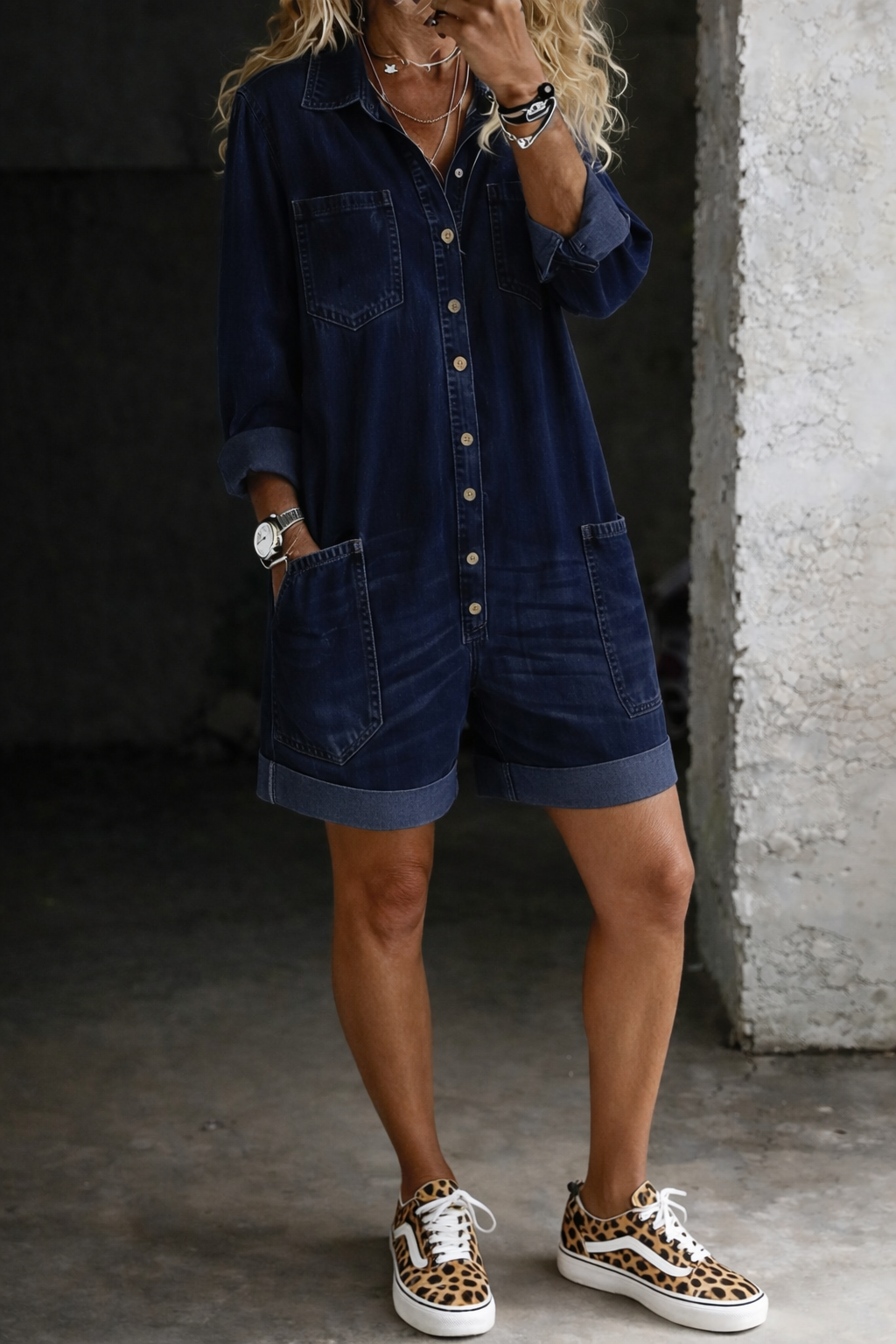 Celia | Denim Jumpsuit Shorts