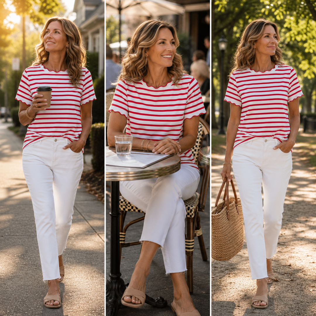 Samantha | Striped Crew Neck T-Shirt