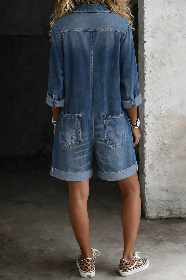 Celia | Denim Jumpsuit Shorts