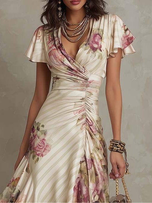 Celeste | Floral Satin Midi Dress
