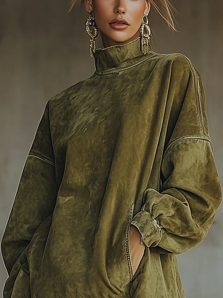Lila | Suede Turtleneck Dress