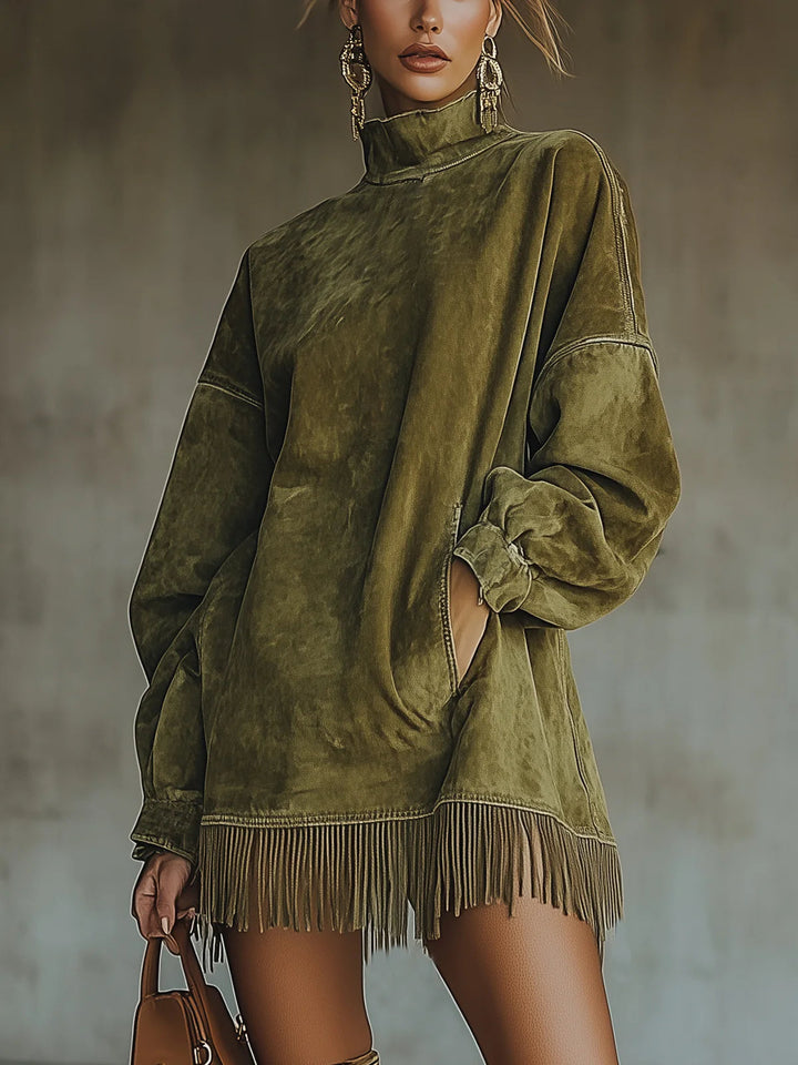 Lila | Suede Turtleneck Dress