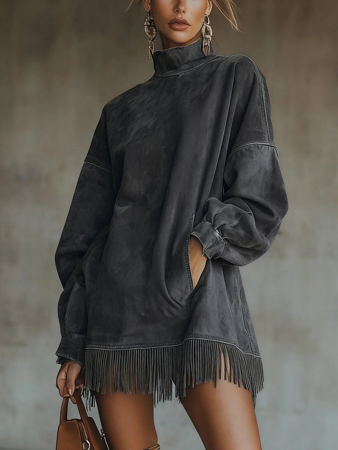 Lila | Suede Turtleneck Dress