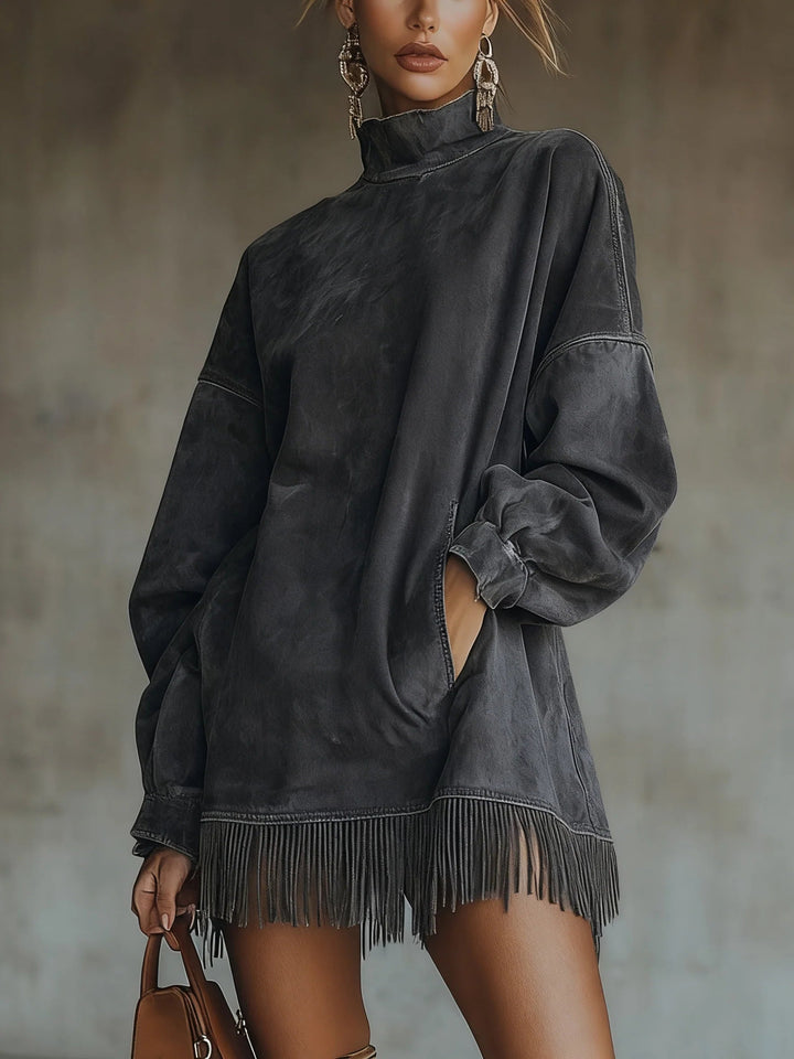 Lila | Suede Turtleneck Dress